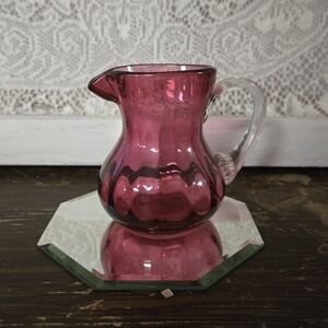 Vintage Cranberry Glass Mini Creamer Pitcher